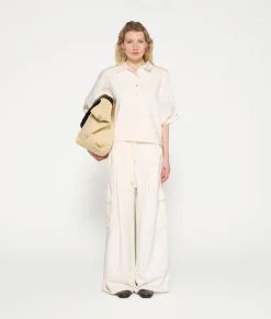 Balloon Sleeve Polo Blouse