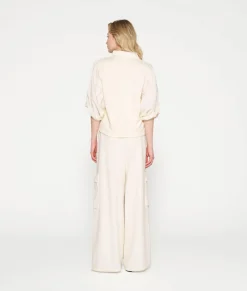 Balloon Sleeve Polo Blouse