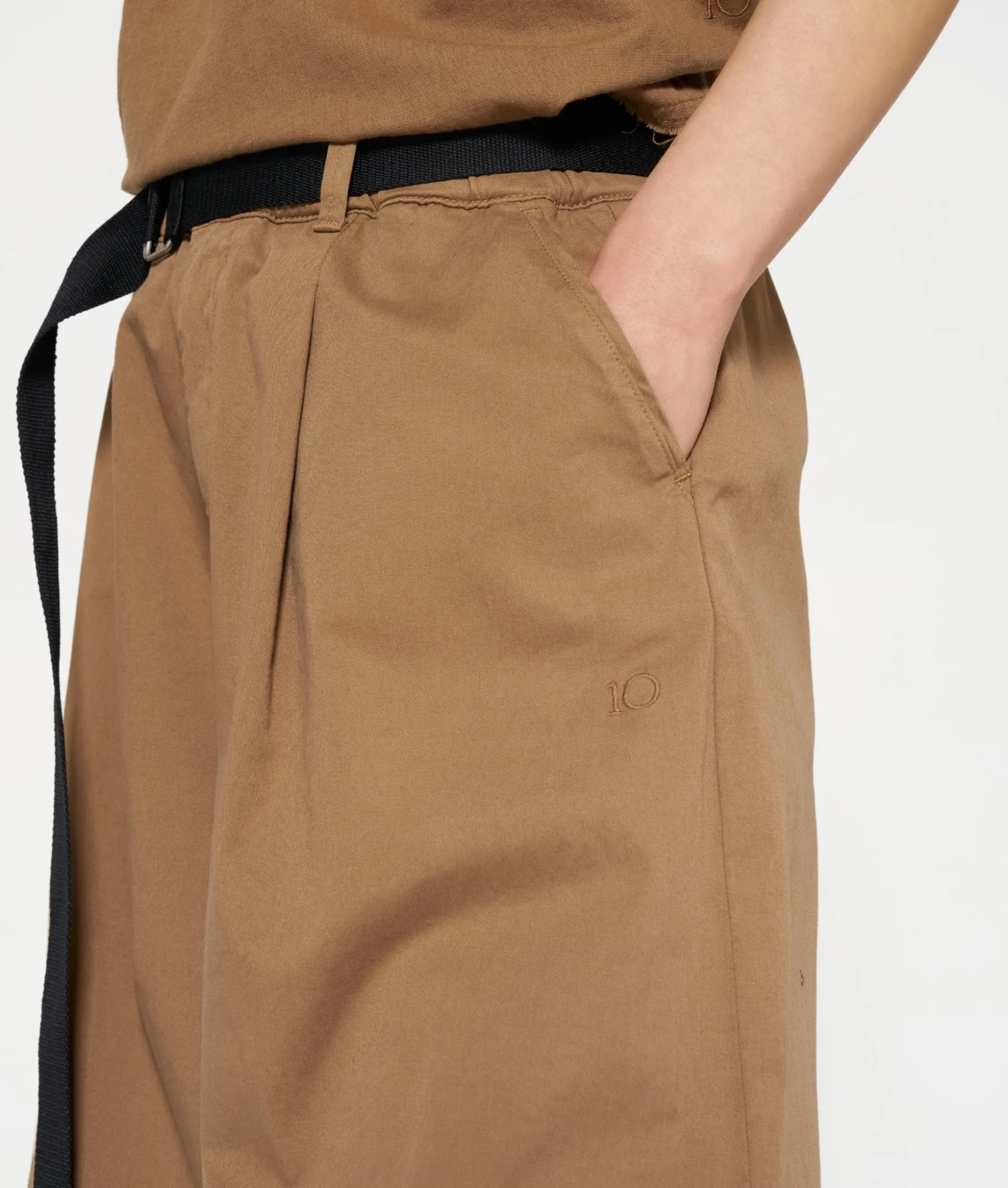 Belted Wide Leg Pants Twill