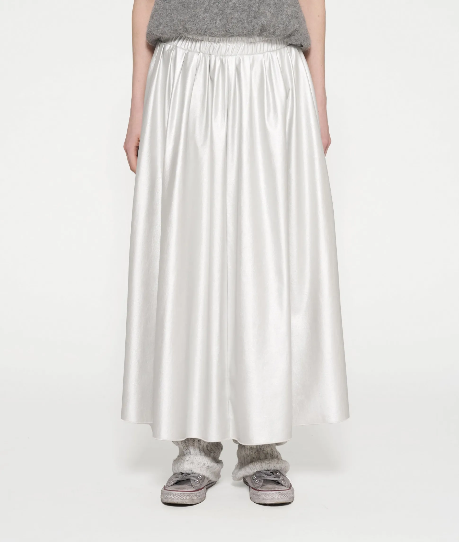 Leather Look Pleated Skirt