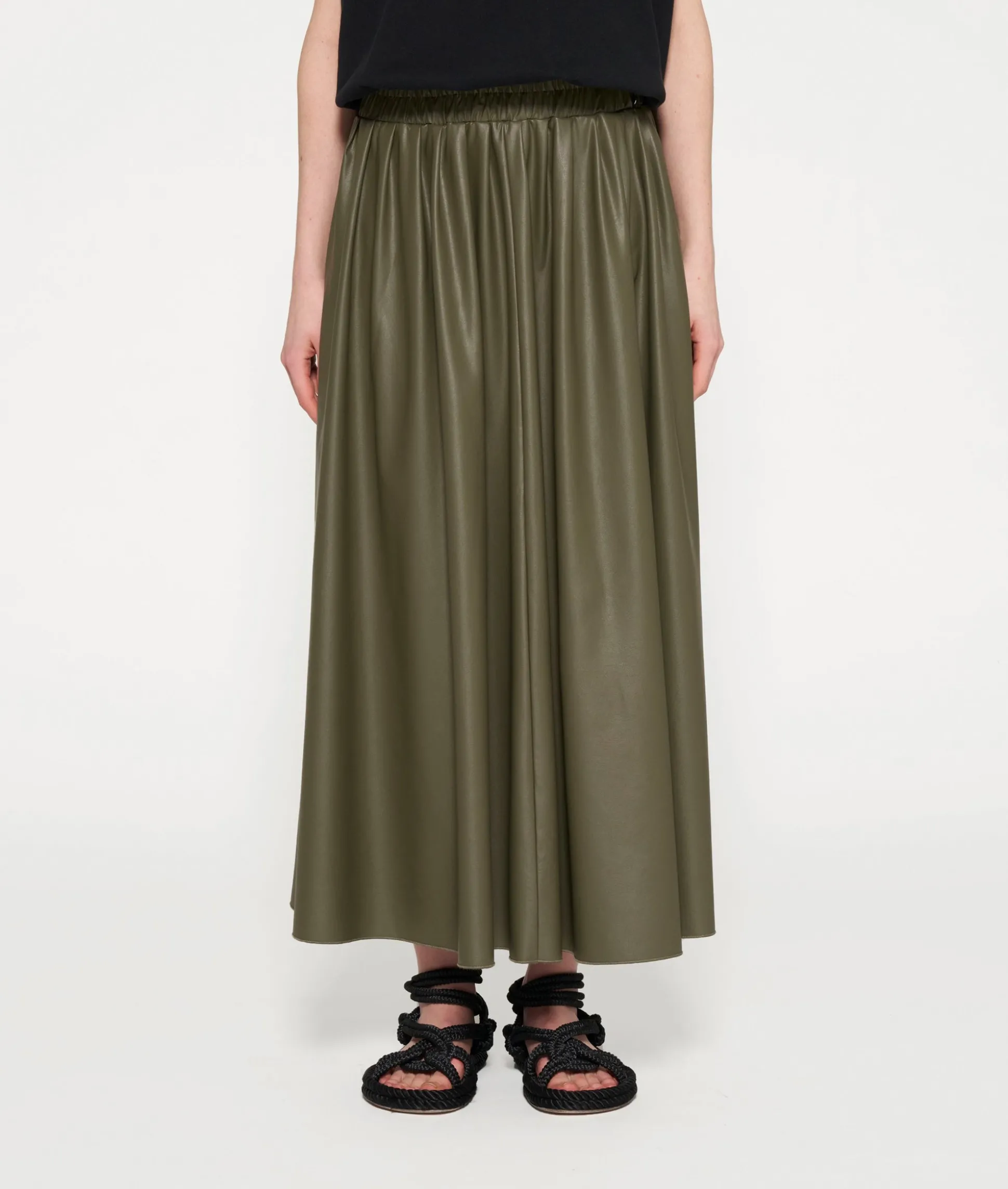 Leather Look Pleated Skirt