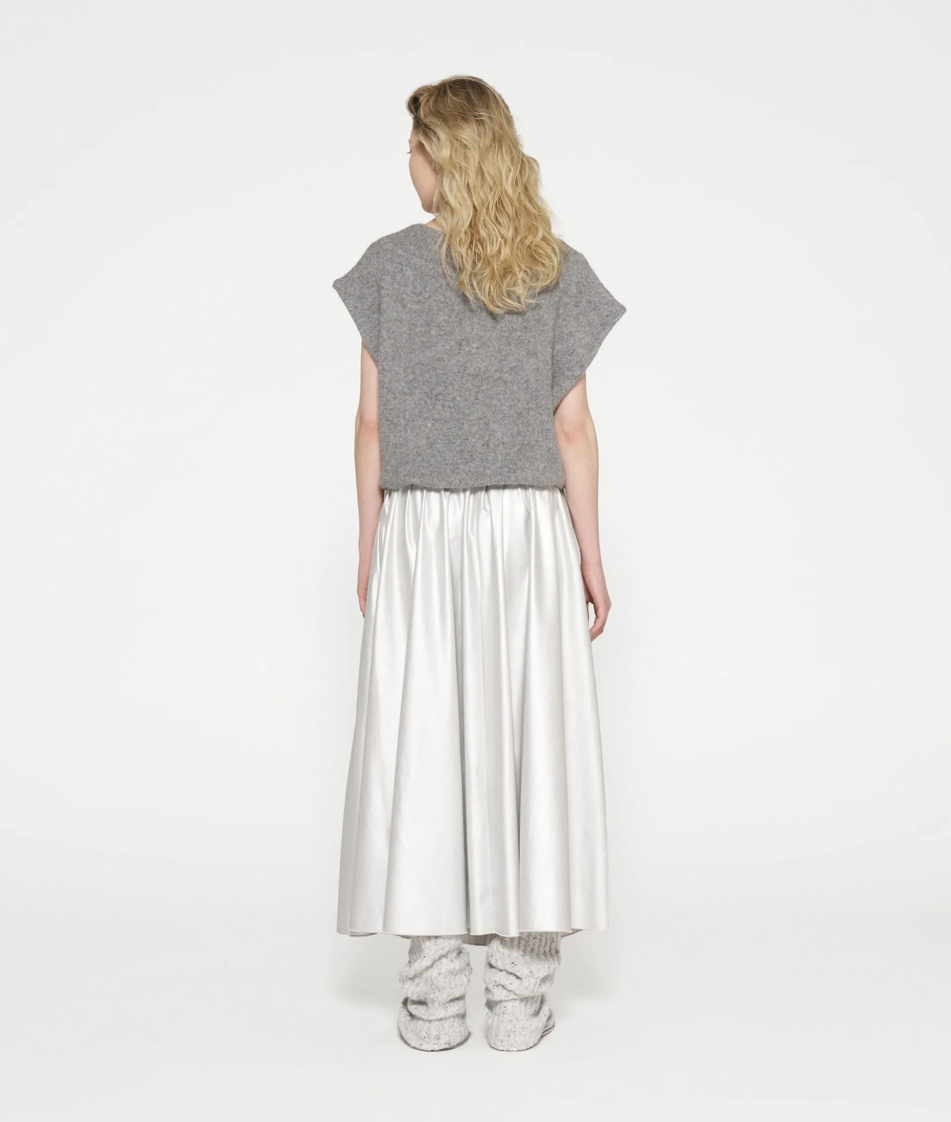 Leather Look Pleated Skirt