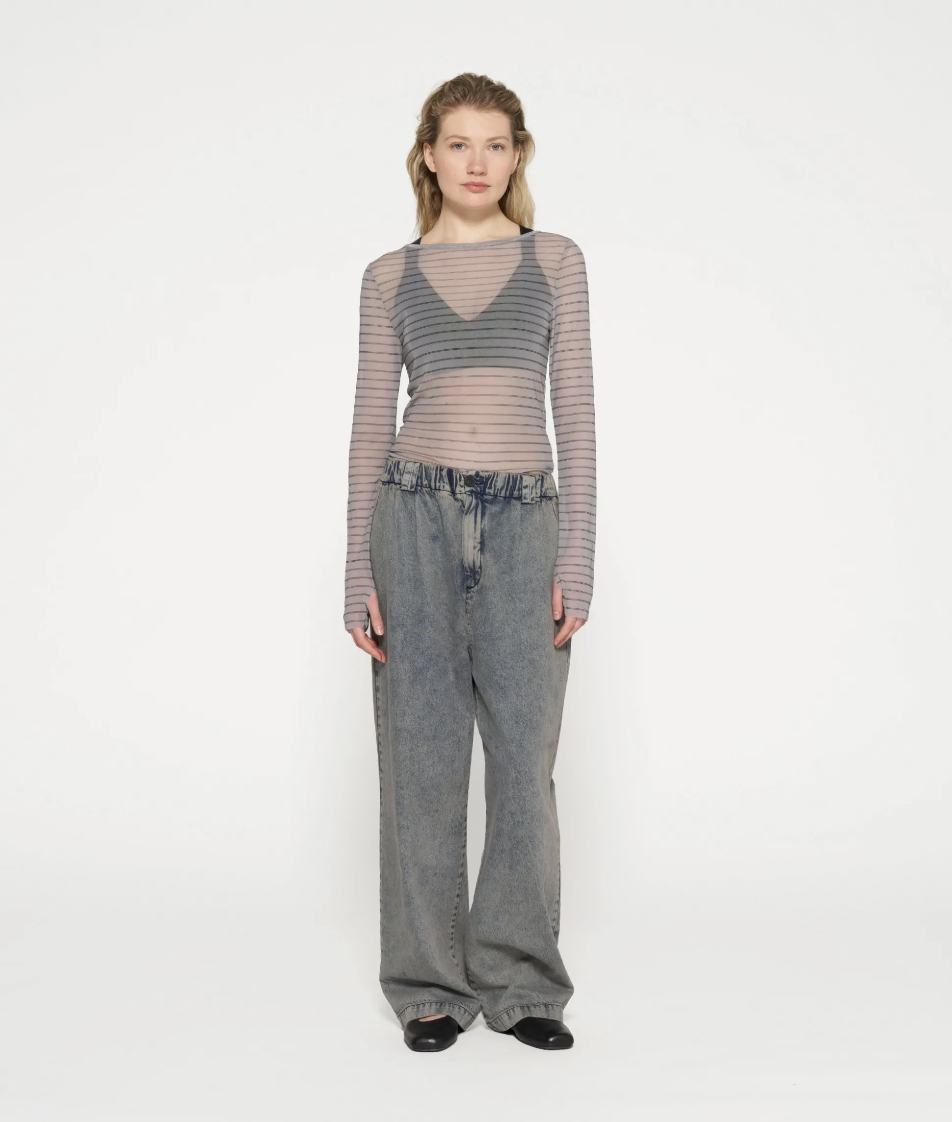 Mesh Tee Pinstripe